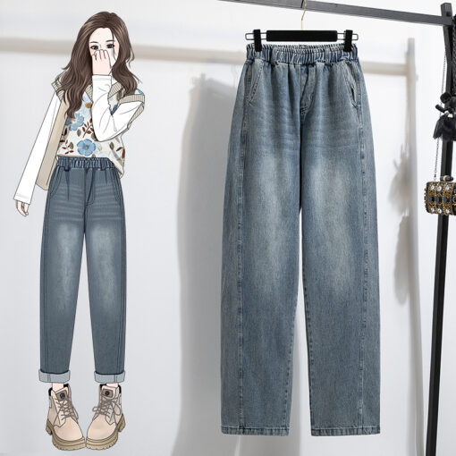 美式镰刀阔腿牛仔裤女 - Image 2