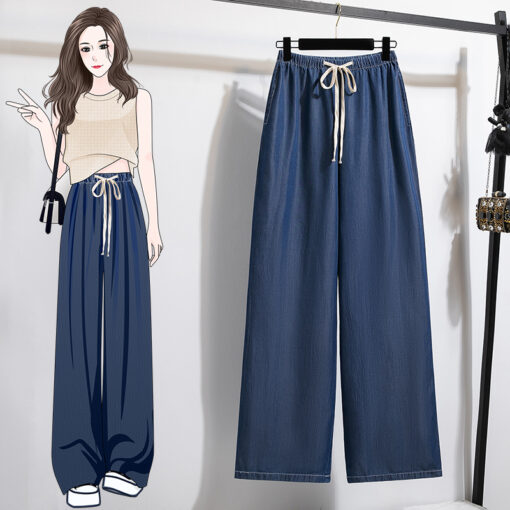 大码深藏蓝色牛仔裤女 - Image 2