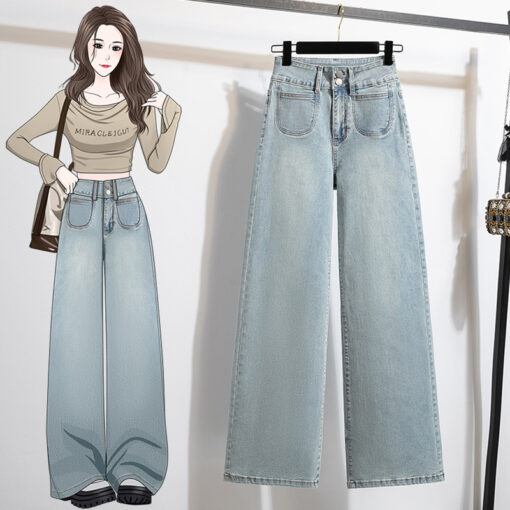 直筒弹力牛仔裤女 - Image 2