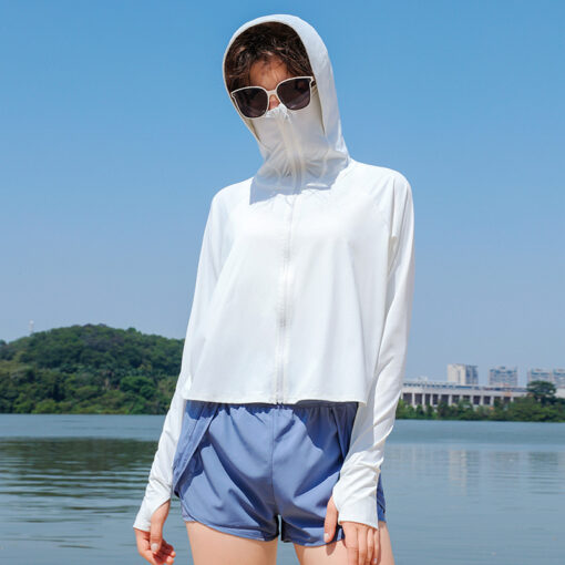 Ice silk outdoor long sleeved hooded UV resistant sunscreen clothing - Image 2