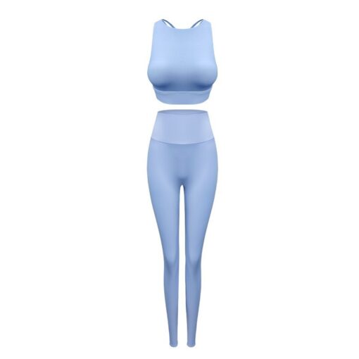 Sports set, shockproof gathering yoga bra, outdoor two-piece set for sports - Image 3