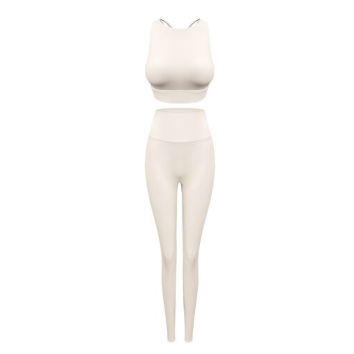 Sports set, shockproof gathering yoga bra, outdoor two-piece set for sports - Image 4