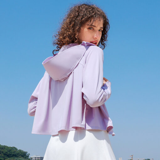 Ice silk outdoor long sleeved hooded UV resistant sunscreen clothing