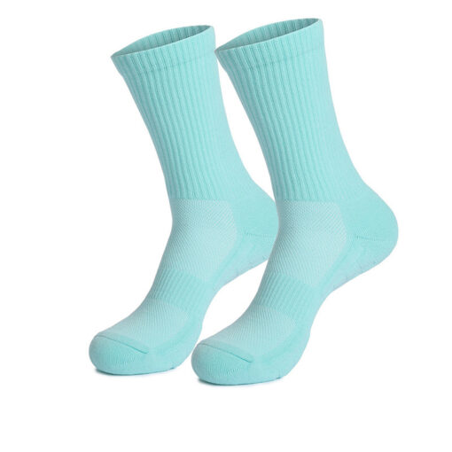 Men's  Comfortable solid color towel bottom unisex sports socks - Image 2